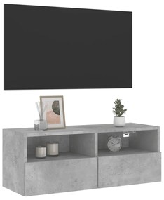 betonszürke szerelt fa fali TV-szekrény 80 x 30 x 30 cm