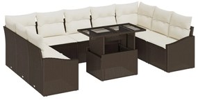 Kerti Kanapé Szett 10 pcs Barna és Krém 100 x 55 x 73 cm