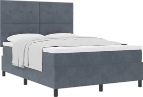 vidaXL Boxrugós ágy matracmal Sötétszürke 140 x 190 cm szövet