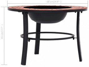terrakotta kerámia mozaik tűztál 68 cm