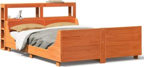 vidaXL viaszbarna tömör fenyőfa ágy matrac nélkül 140 x 190 cm