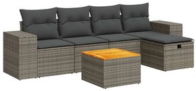 6 részes szürke polyrattan kerti ülőgarnitúra párnákkal
