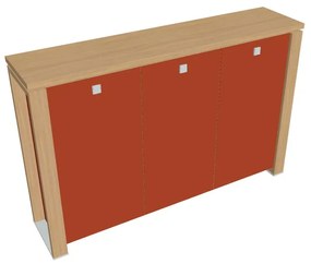 Verno+ S közepes szekrény 200 x 46 x 130 cm, üvegajtó, világos tölgy / narancs