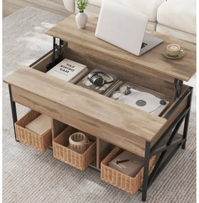 NYRO emelhető asztallappal rendelkező dohányzóasztal, barna/fekete