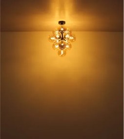 Globo 56146D Mennyezeti lámpa, fém matt fekete, borostyánszínű üveggolyók, ø: 395mm, M: 500mm, 13x G9 LED 4W 230V izzók nélkül