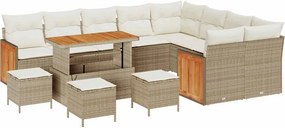 vidaXL Kerti Kanapé Szett párnával 14 pcs Beige és krém polirattan