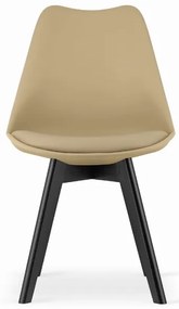 Étkező garnitúra 1 + 4, fekete ADRIA asztal 120x80 cm + bézs BALI MARK szék fekete lábakkal