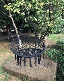 Függő szék, pamut+fém/fekete, AMADO 2 NEW