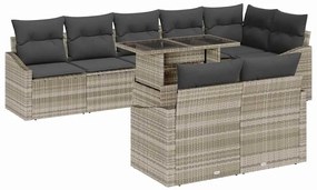 vidaXL Kerti Kanapé Szett párnával tárolóval 9 pcs Világosszürke