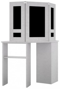 betonszürke sarok-fésülködőasztal LED-del 111x54x141,5 cm