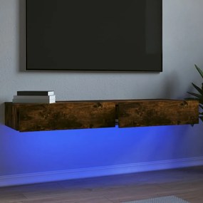 2 db füstös tölgy színű TV-szekrény LED fénnyel 60x35x15,5 cm