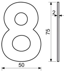 Házszám "8", RN.75L, rozsdamentes acél