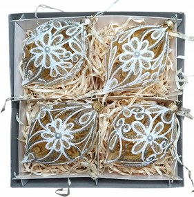 Üveg karácsonyfadísz 4 db 11 cm. Citrom Csak 1 Szett