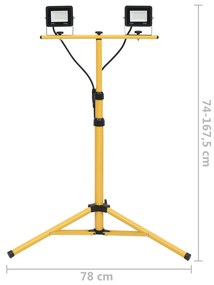 hideg fehér fényű háromlábú LED-es reflektor 2 x 20 W