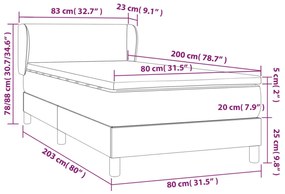 fekete műbőr rugós ágy matraccal 80 x 200 cm