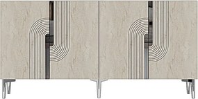 Meyra 180 - White, Travertine, Silver