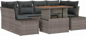 vidaXL Kert étkező szett párnával 7 pcs Szürke és Barna