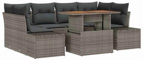 vidaXL Kert étkező szett párnával 7 pcs Szürke és Barna