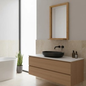 Fali tükör B043 NAT, bambusz, M