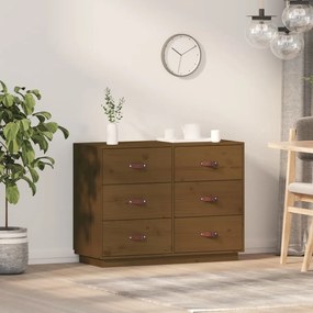 mézbarna tömör fenyőfa tálalószekrény 100 x 40 x 75 cm