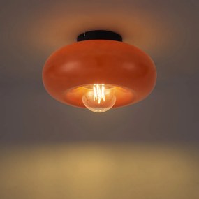 Retro Fekete Mennyezeti Lámpa Narancssárga Üveggel 30cm - Glaze