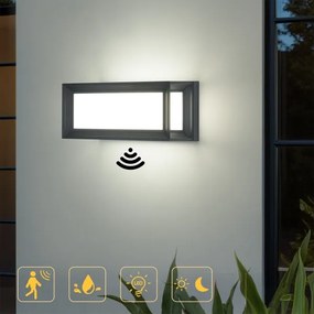 Brilagi - PARKER LED kültéri fali lámpatest érzékelővel, 12W/230V, antracit, IP44