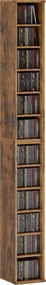 HOMCOM 2 db CD- és DVD-polc, keskeny 12 rekesz, állítható tároló, rusztikus barna, 21 x 22,5 x 88,5 cm | Aosom