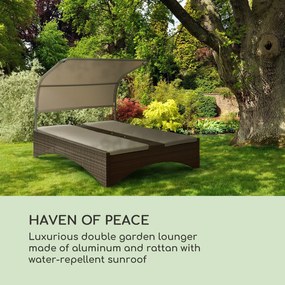 Blumfeldt Eremitage Double Lounger, kétszemélyes napozóágy, alumínium / rattan, barna