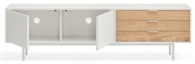 Fehér-natúr színű TV-állvány tölgyfa dekorral 180x52 cm Sierra – Teulat