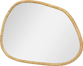 HOMCOM Aszimmetrikus Fali Tükör, 70 x 50 cm Fürdőszobai Tükör Fa Keretben, Dekoratív Tükör Fürdőszobához, Nappaliba, Előszobába és Hálószobába, Termés