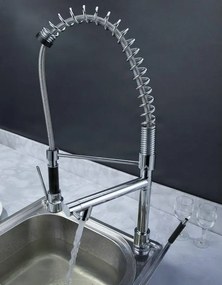 Konyhai csaptelep EYN0141 kihúzható zuhanyfejjel, két kifolyóval és többféle színváltozatban — 74 cm — Nikkel