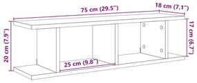 2 db antik fa színű szerelt fa fali polc 75 x 18 x 20 cm