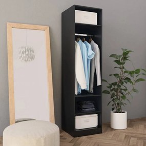 Fekete szerelt fa ruhásszekrény 50 x 50 x 200 cm