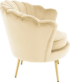 Art-deco stílusú fotel, bézs Velvet szövet/gold arany króm, NOBLEO