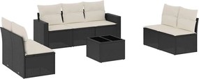 vidaXL 8 részes fekete polyrattan kerti ülőgarnitúra párnákkal