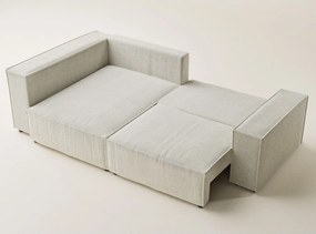 Krémszínű zsenília kinyitható-tárolóhelyes sarokkanapé (bal oldali-L alakú) Tonga – Maison de Rêve