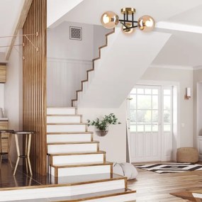 Felületre szerelhető csillár  MALENA 3xE14/5W/230V arany/fekete/füstös bézs