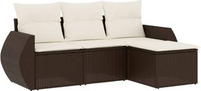 vidaXL 4 részes barna polyrattan kerti ülőgarnitúra párnákkal