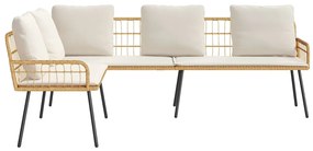 L-alakú kanapé természetes 231x173x78 cm polirattan