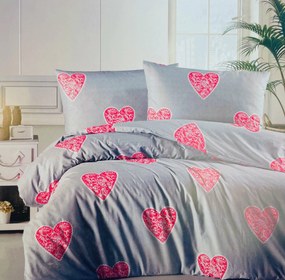 Pamut ágyneműk Love piros TiaHome - 1x Párna 90x70cm, 1x Paplan 140x200cm