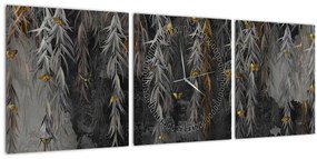 Kép -Fűzfa gallyak fekete háttérrel (órával) (90x30 cm)