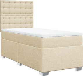vidaXL krémszínű szövet rugós ágy matraccal 90 x 200 cm