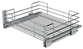 Konyhai fémrács, 500mm, 220mm magas fiók, frontrögzítéssel, króm, teljes kihúzás, csillapított záródás, 30kg teherbírás, SIGE Green 116