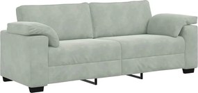 vidaXL 3 személyes világosszürke bársony kanapé 220x77x82 cm