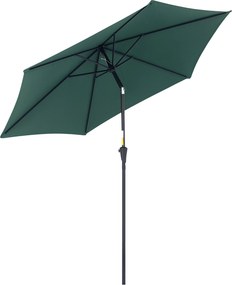 Outsunny Napernyő Kerti Napernyő Forgatható Kerek Napernyő Kézi Kurblival Alumínium 180 g/m² Poliészter Sötét Zöld ∅2.6 x 2.35 m | Aosom