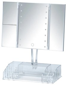 Fanano fehér összecsukható kozmetikai tükör LED fénnyel és smink rendszerezővel - Wenko