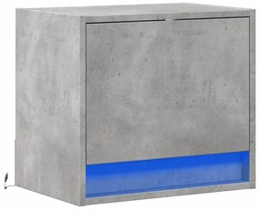 Betonszürke falra szerelhető éjjeliszekrény LED-világítással