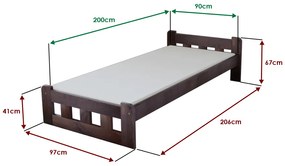 Naomi magasított ágy 90x200 cm, diófa Ágyrács: Lamellás ágyrács, Matrac: Somnia 17 cm matrac
