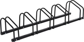HOMCOM 5-Bicikli Taroló Állvány Kerékpártároló 65 mm-ig terjedő Kerekekhez, 145L x 33W x 27H cm Fekete Acél | Aosom