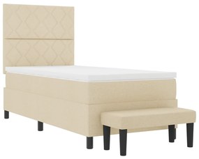 Boxspring ágy matraccal és paddal krém színben 90x200 cm szövet